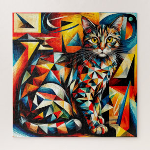 Katze Abstrakt kubistische Malerei Puzzle