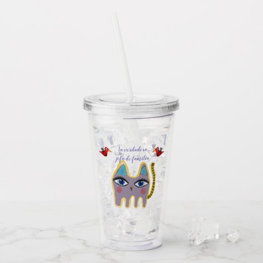 Katze Acryltrinkbecher (Vorderseite Ice)
