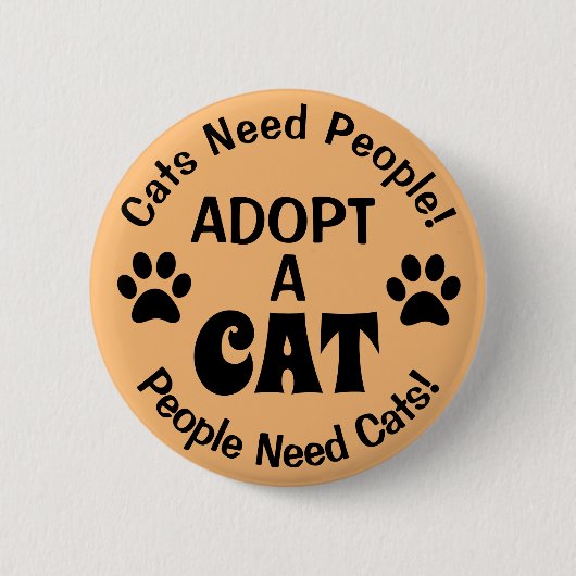 Katze adoptieren Pfotenabdrücke Button (Vorderseite)