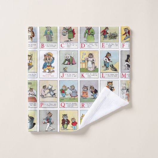 Katze Alphabet, Louis Wain Badhandtuch Set (Waschlappen)