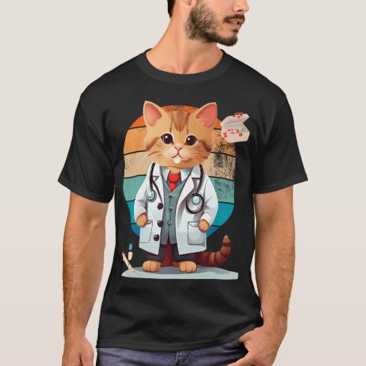 Katze als Arzt T-Shirt (Vorderseite)