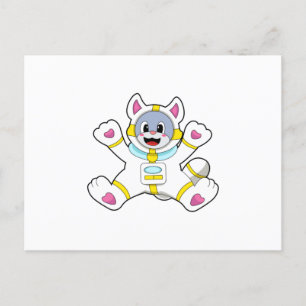 Katze als Astronaut im Kostüm Postkarte
