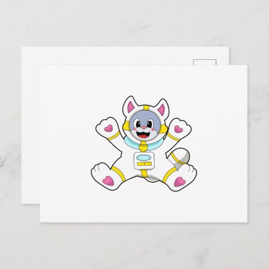 Katze als Astronaut in Kostüme Postkarte (Vorne/Hinten)