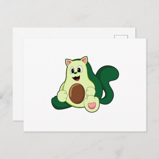 Katze als Avocado Postkarte (Vorne/Hinten)