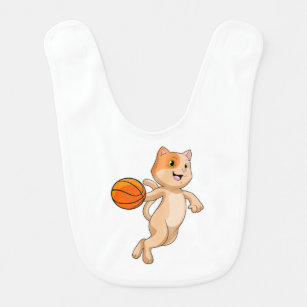 Katze als Basketballspieler mit Basketball Babylätzchen