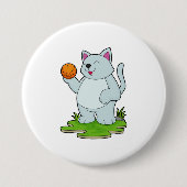 Katze als Basketballspieler mit Basketball Button (Vorderseite)