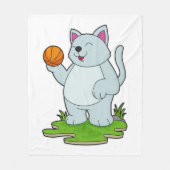 Katze als Basketballspieler mit Basketball Fleecedecke (Vorderseite)