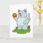 Katze als Basketballspieler mit Basketball Karte (Gelbe Blume)