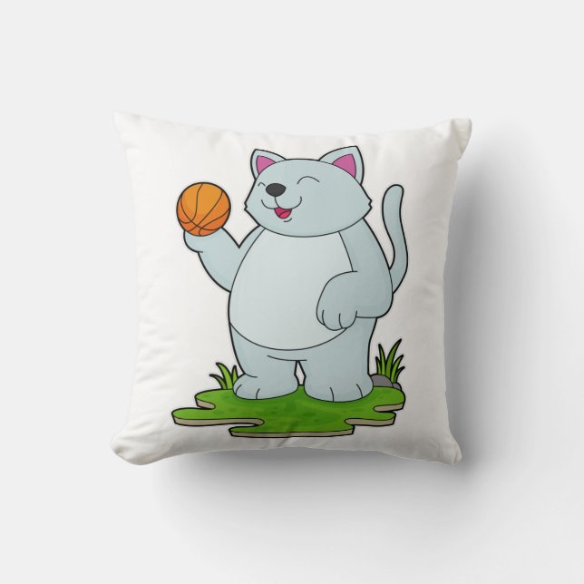 Katze als Basketballspieler mit Basketball Kissen (Vorderseite)