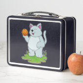 Katze als Basketballspieler mit Basketball Metall Brotdose (Beispiel)