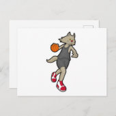 Katze als Basketballspieler mit Basketball Postkarte (Vorne/Hinten)