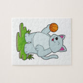 Katze als Basketballspieler mit Basketball Puzzle (Horizontal)