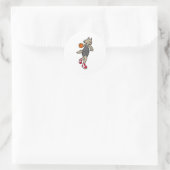 Katze als Basketballspieler mit Basketball Runder Aufkleber (Tasche)