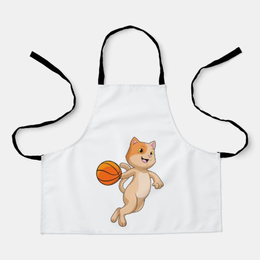 Katze als Basketballspieler mit Basketball Schürze (Vorderseite)