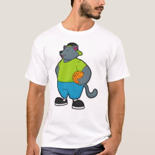 Katze als Basketballspieler mit Basketball T-Shirt