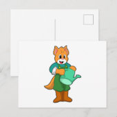 Katze als Bauer mit Gießkanne Postkarte (Vorne/Hinten)