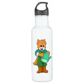 Katze als Bauer mit Wasserkocher Edelstahlflasche (Vorderseite)