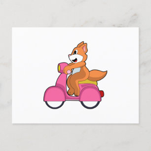 Katze als Biker mit Roller.PNG Postkarte