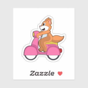 Katze als Biker mit Scooter.PNG Aufkleber