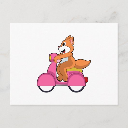Katze als Biker mit Scooter.PNG Postkarte (Vorderseite)