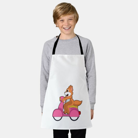 Katze als Biker mit Scooter.PNG Schürze (Getragen)