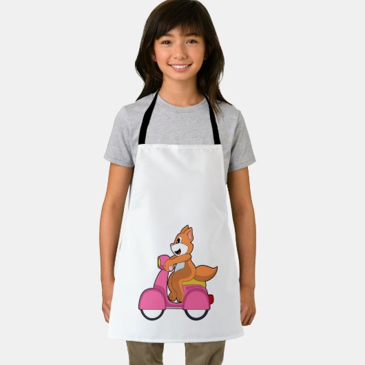 Katze als Biker mit Scooter.PNG Schürze (Insitu)