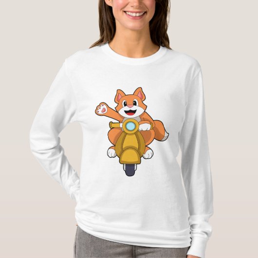 Katze als Biker mit Scooter.PNG T-Shirt (Vorderseite)