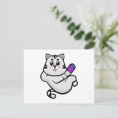 Katze als Bodybuilder mit Dumbell Postkarte (Stehend Vorderseite)