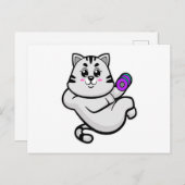 Katze als Bodybuilder mit Dumbell Postkarte (Vorne/Hinten)