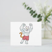 Katze als Bodybuilder mit großen Muskeln Postkarte (Stehend Vorderseite)