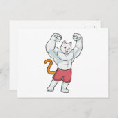 Katze als Bodybuilder mit großen Muskeln Postkarte (Vorne/Hinten)