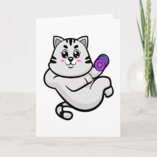 Katze als Bodybuilder mit Kurzhantel Karte
