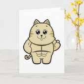 Katze als Bodybuilder mit Sechserpack Karte (Gelbe Blume)