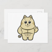 Katze als Bodybuilder mit Sechserpack Postkarte (Vorne/Hinten)
