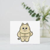 Katze als Bodybuilder mit Sixpack Postkarte (Stehend Vorderseite)