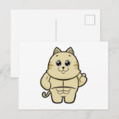 Katze als Bodybuilder mit Sixpack Postkarte (Vorne/Hinten)
