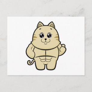 Katze als Bodybuilder mit Sixpack Postkarte