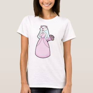 Katze als Braut mit Blumenstrauß T-Shirt