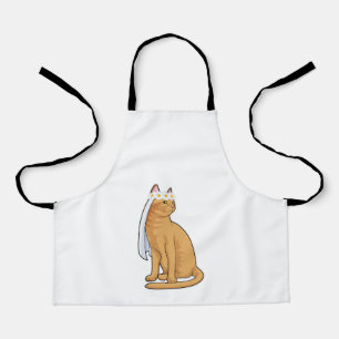 Katze als Braut mit Schleier Schürze