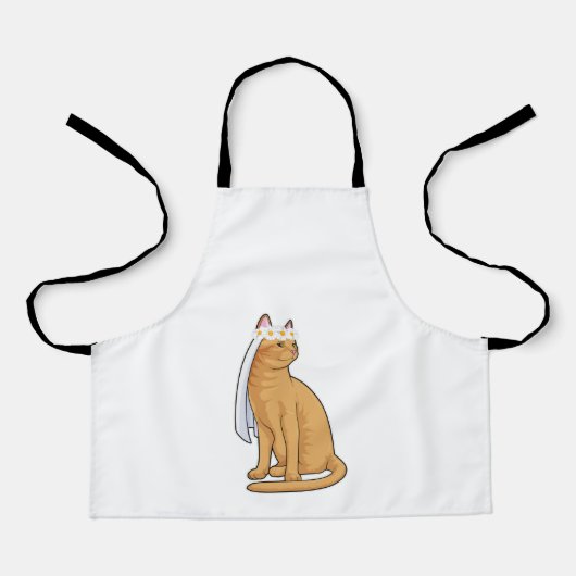 Katze als Braut mit Schleier Schürze (Vorderseite)