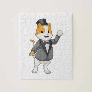 Katze als Bräutigam mit Schleife Puzzle