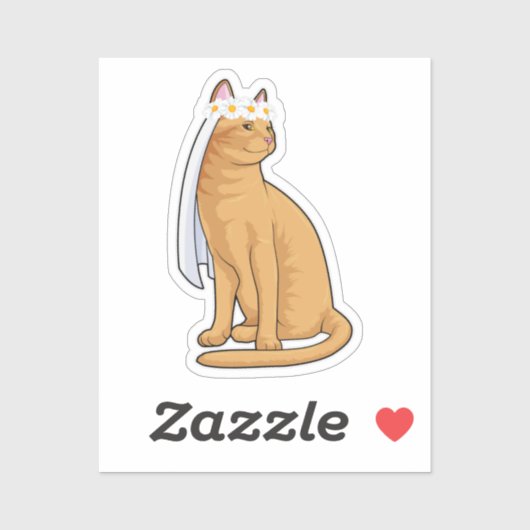 Katze als Brücke mit Schleier Aufkleber (Blatt)