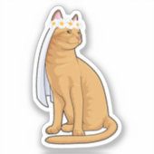 Katze als Brücke mit Schleier Aufkleber (Vorderseite)