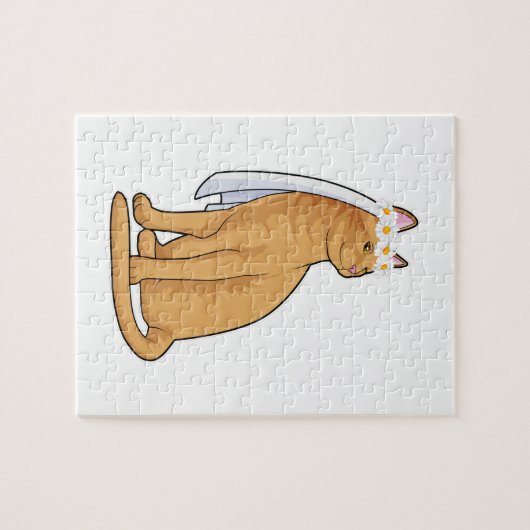 Katze als Brücke mit Schleier Puzzle (Horizontal)