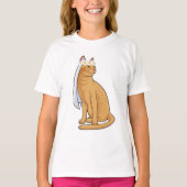 Katze als Brücke mit Schleier T-Shirt (Vorderseite)