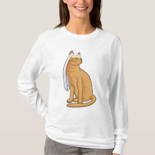 Katze als Brücke mit Schleier T-Shirt