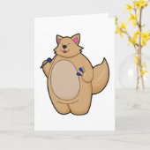 Katze als Dart-Spieler mit Darts Karte (Gelbe Blume)