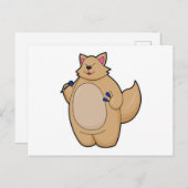 Katze als Dart-Spieler mit Darts Postkarte (Vorne/Hinten)