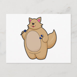 Katze als Dartspieler mit Darts Postkarte