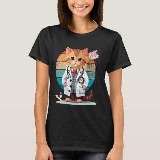 Katze als Doktor T-Shirt (Vorderseite)